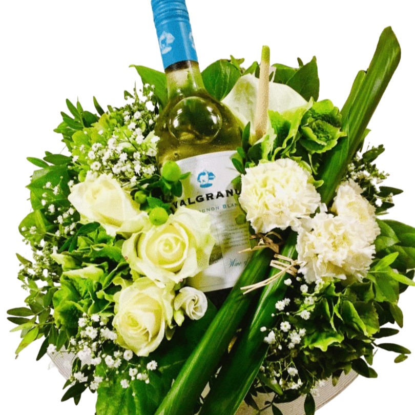 Bloemen en wijn 